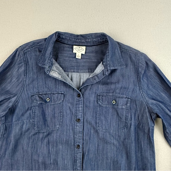 St. John's Bay Shirt Women's Large Chambray Long Sleeve Button Down Embroidered - Picture 4 of 11